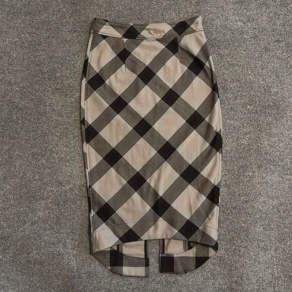 Free People Skirt Academia Preppy Geometric Precision Plaid Pencil Gray Size 2 - Picture 2 of 9